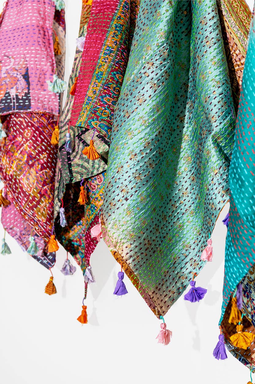 Silk Kantha Square Scarves