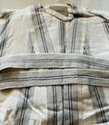 Handwoven striped pattern short bathrobe, loungewear, Gray