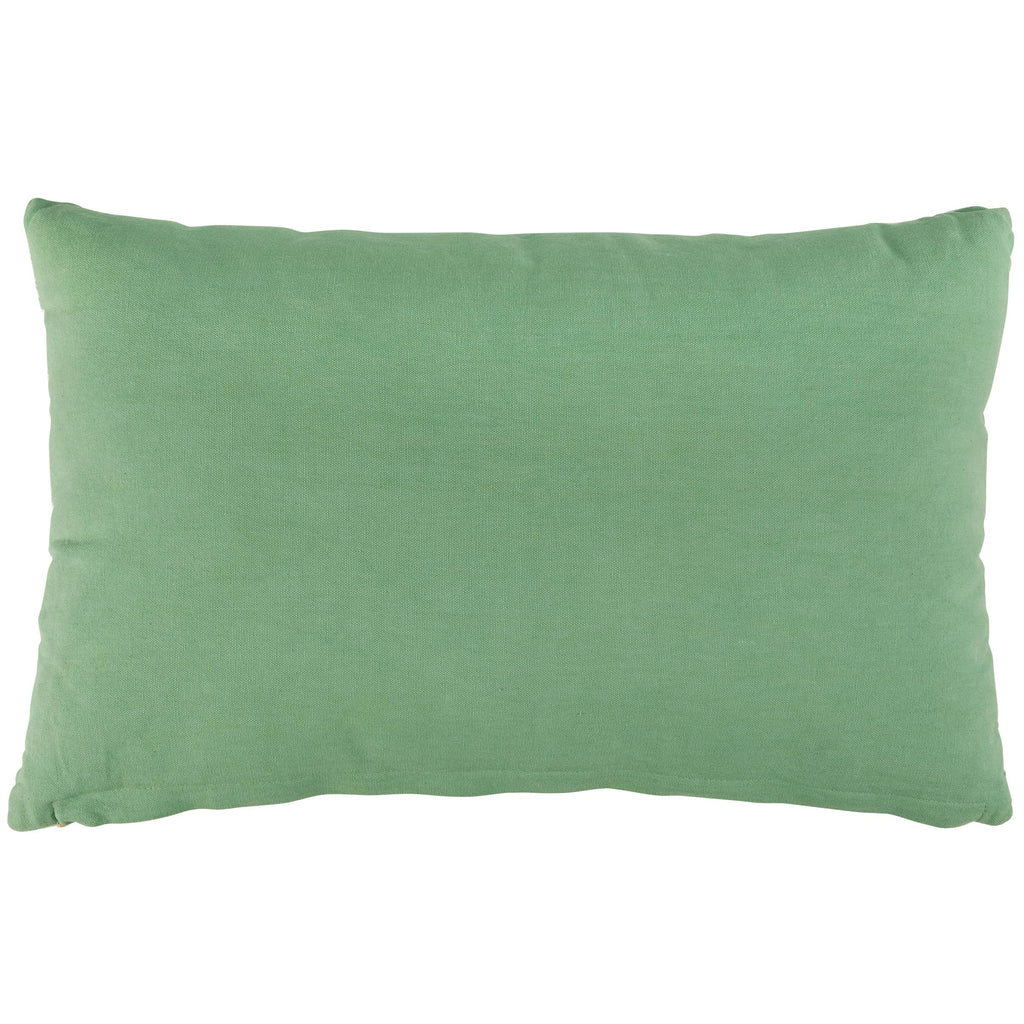 Green rectangular pillow on a white background