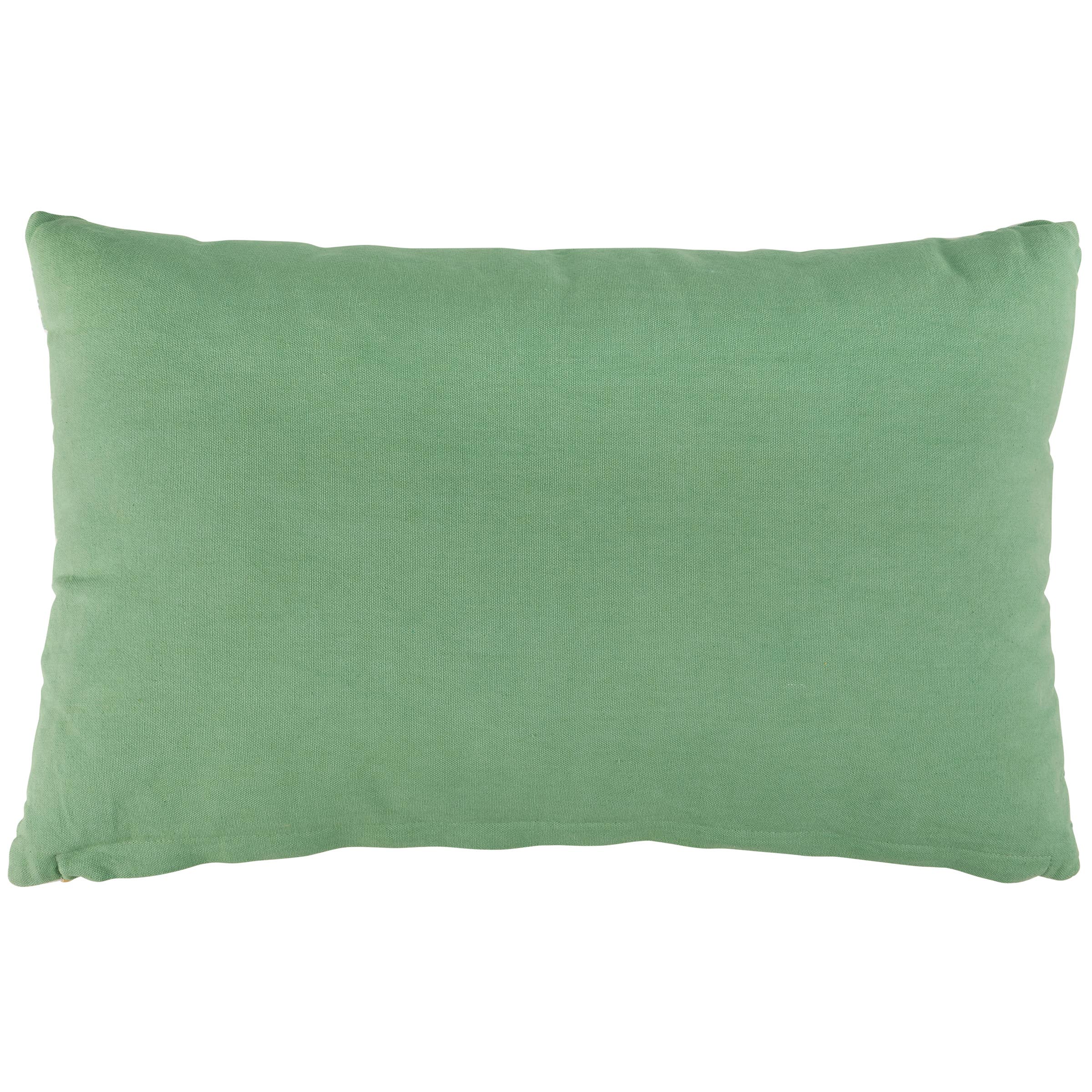Green rectangular pillow on a white background