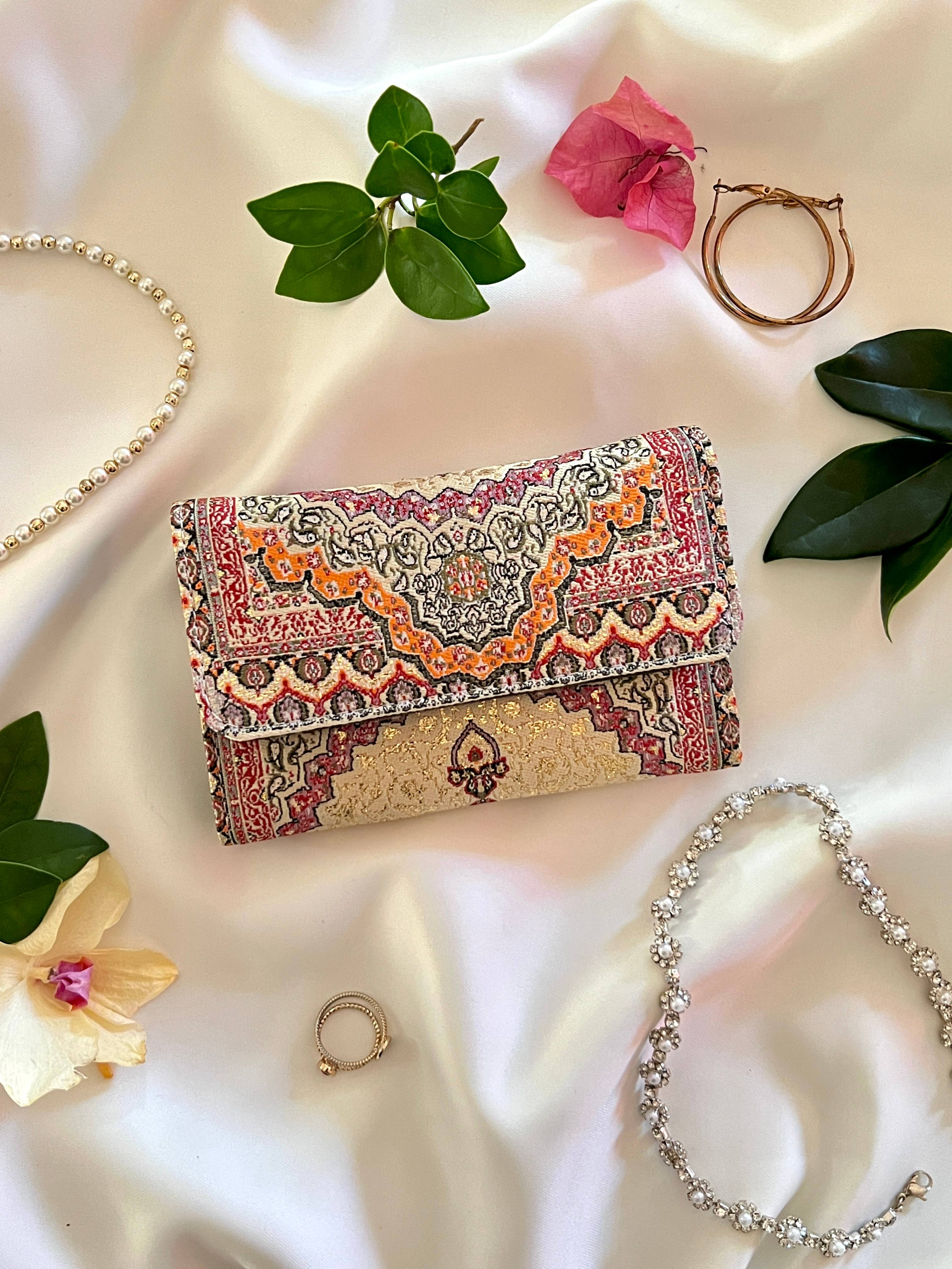 Small Boho Wallet, Turkish Rug Design Wallet for Women