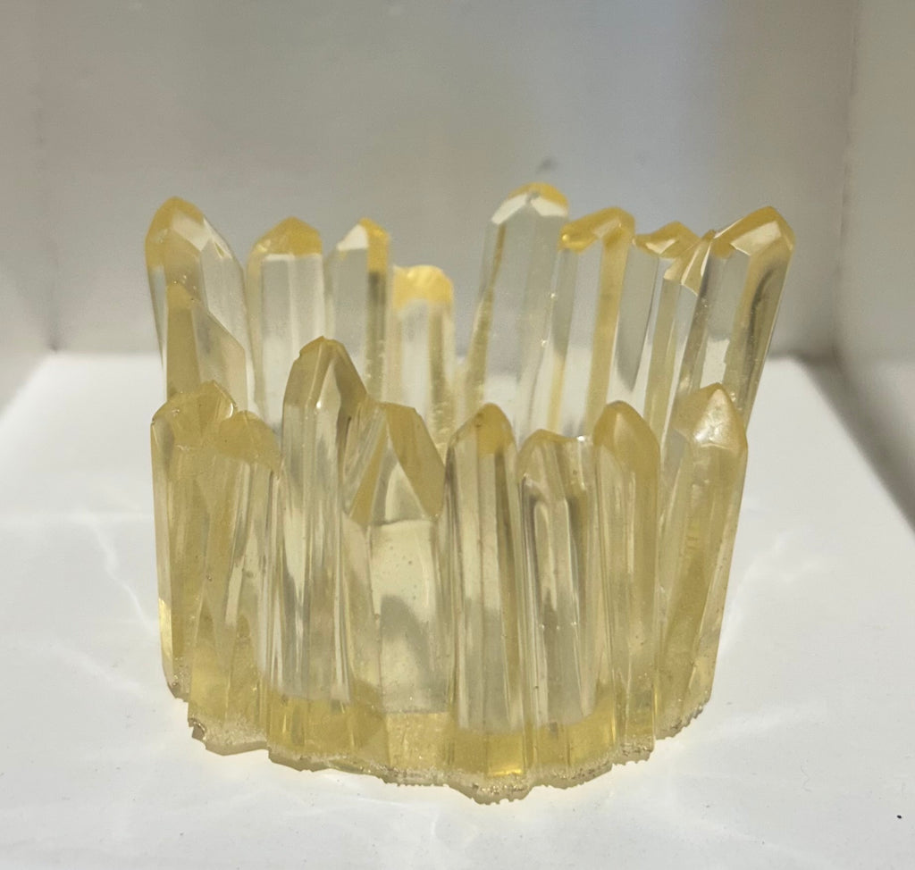 Crystal Quartz look Edge Tea Light Holder-Resin :2.5 D 2.25 H
