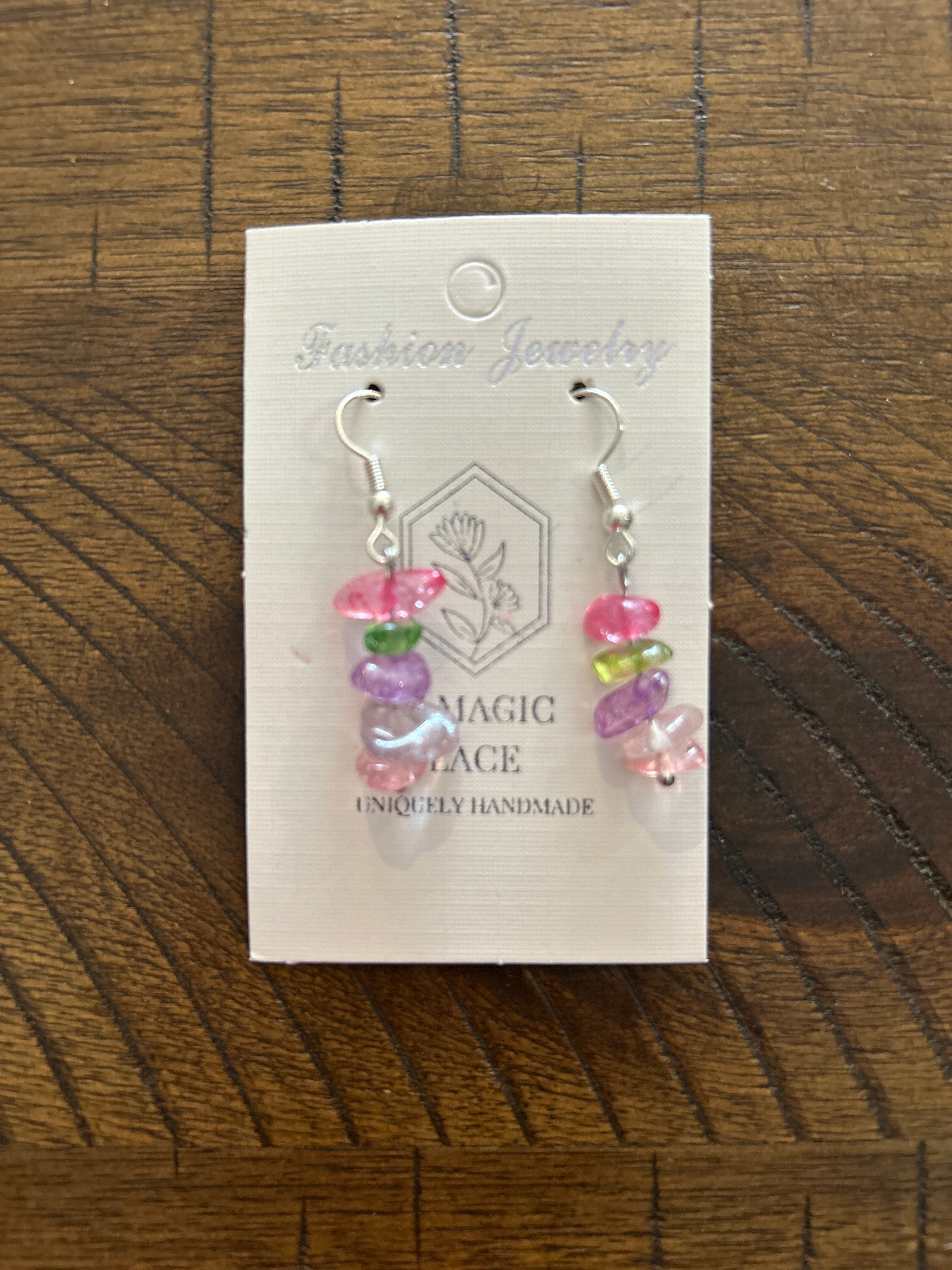 Crystal Earrings ,Stacked Stone Drop Earrings Bohemian Style