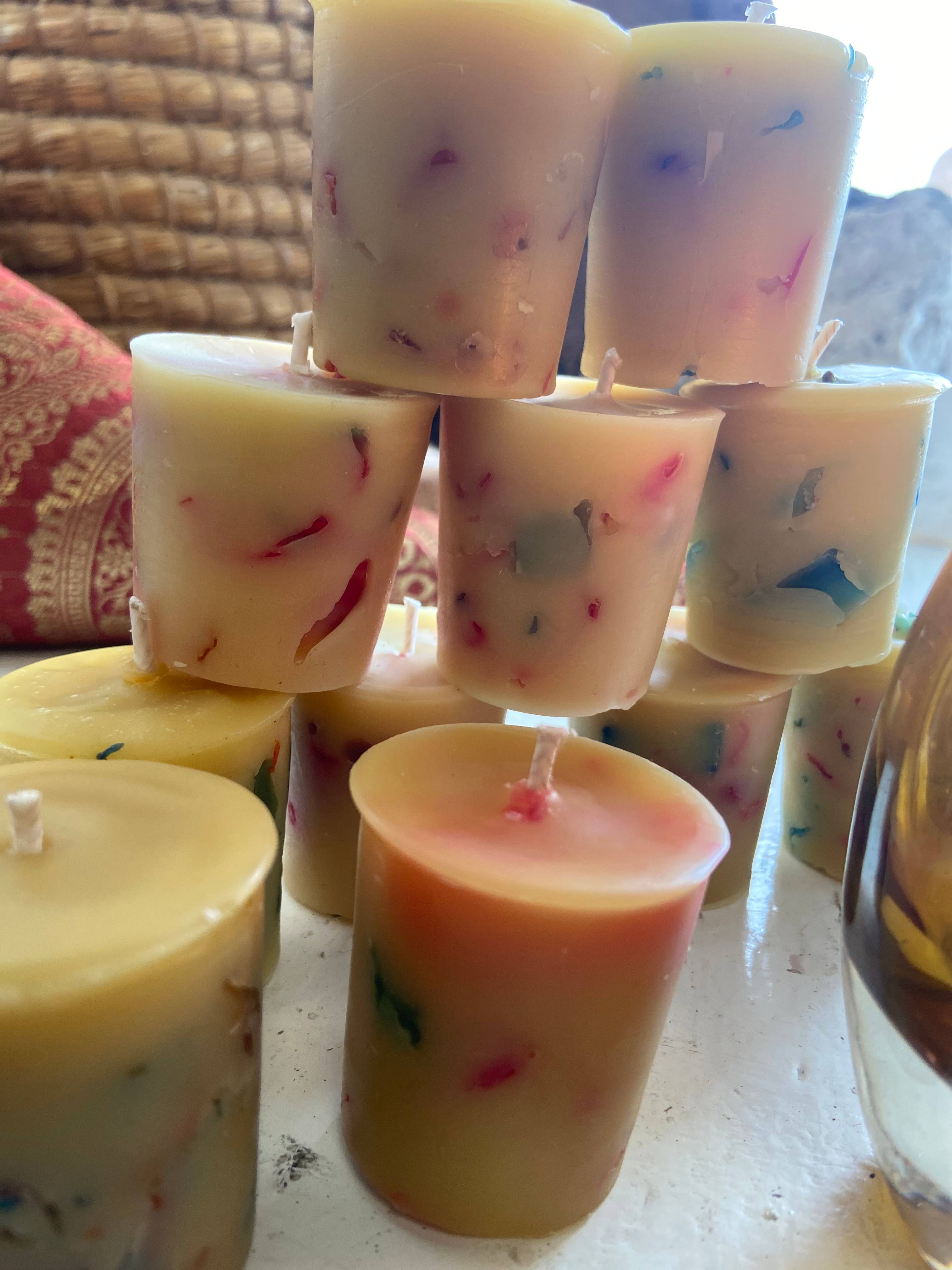 Rainbow Beeswax Votives!