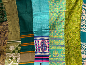 Recycled Sari Curtain Panel - Green