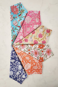 Floral Block Print Napkins, Set of 6