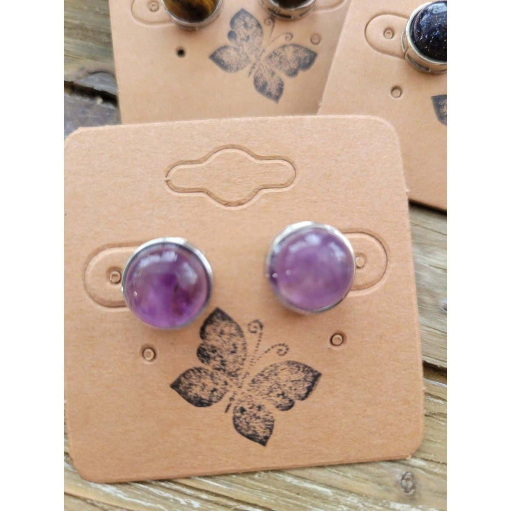 Stud Earrings, with Brass Findings, Half Round, Crystal Stud