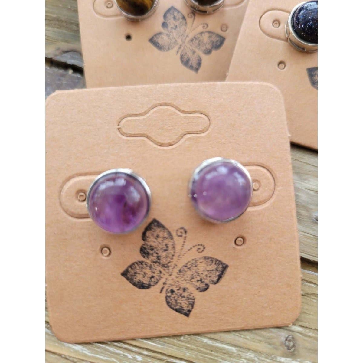 Stud Earrings, with Brass Findings, Half Round, Crystal Stud