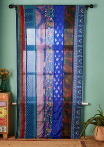 Recycled Sari Curtain Panel - Blue