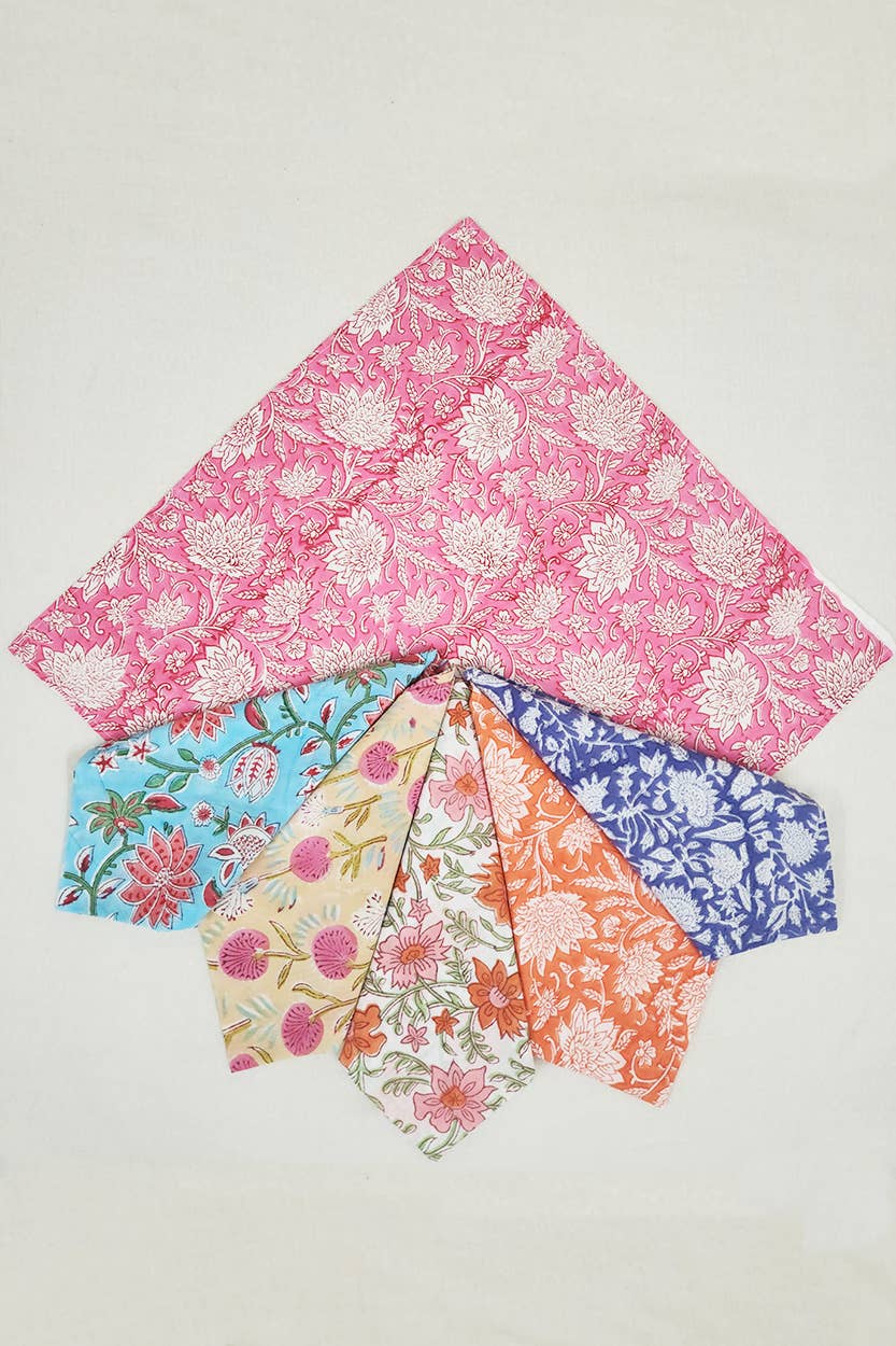 Floral Block Print Napkins, Set of 6