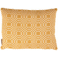 Yellow checkered pillow on a white background