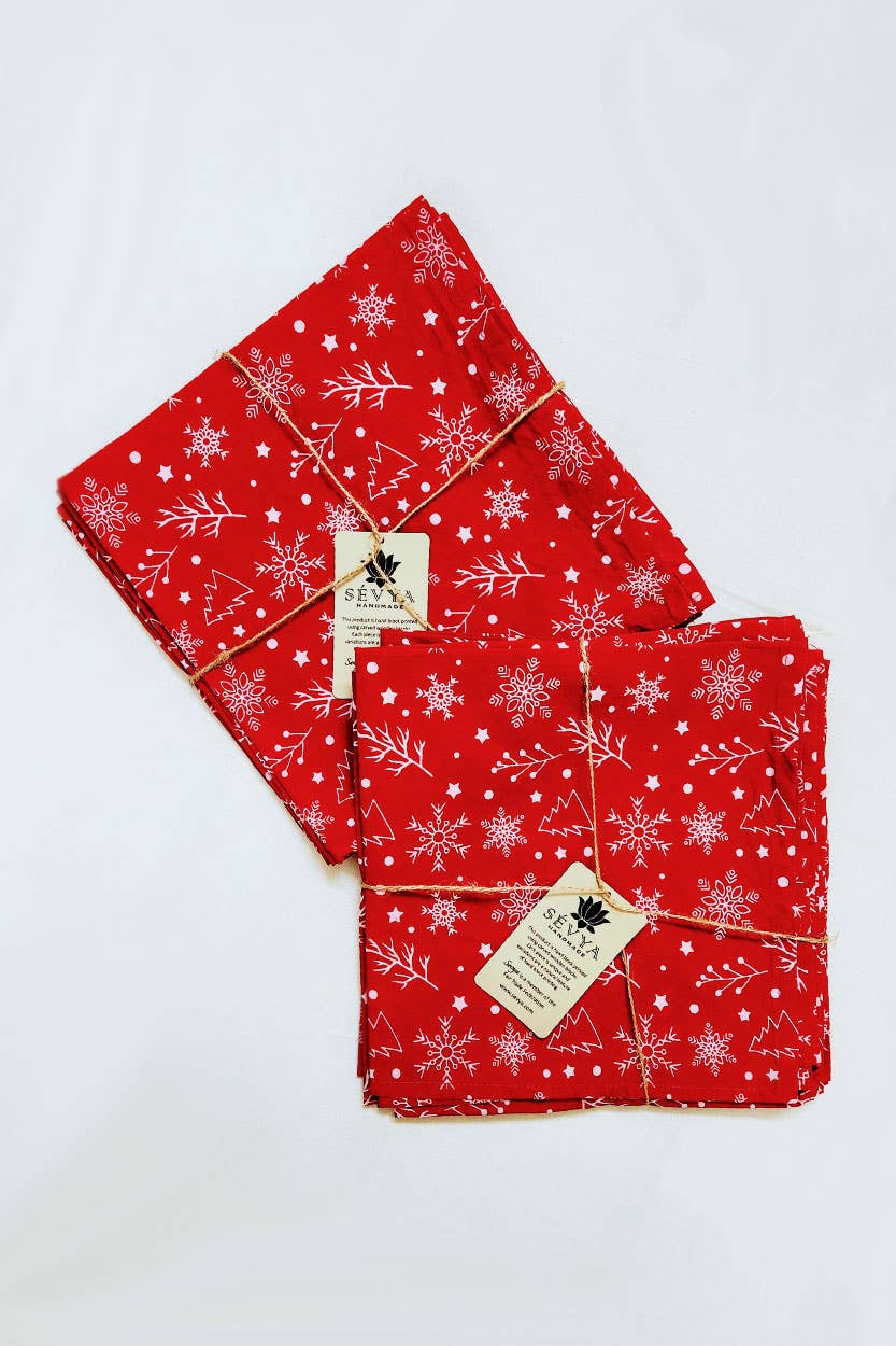Red Holiday Napkins, Set of 6