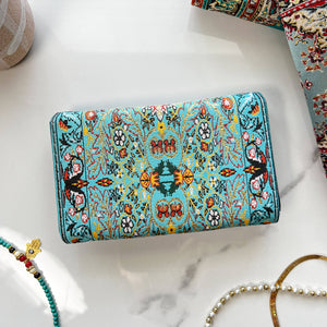 Chic Wallet, Boho Small Wallet, Turquoise Fabric Wallet