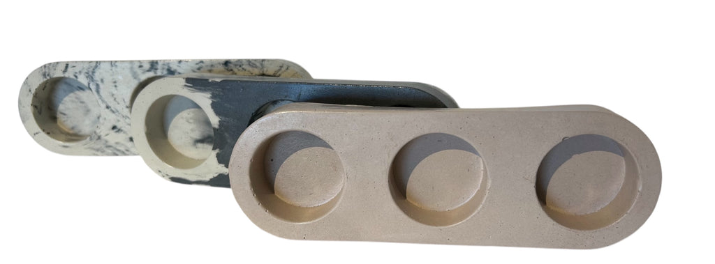 Concrete Trio Marble Tea Light-Marbel : ONE