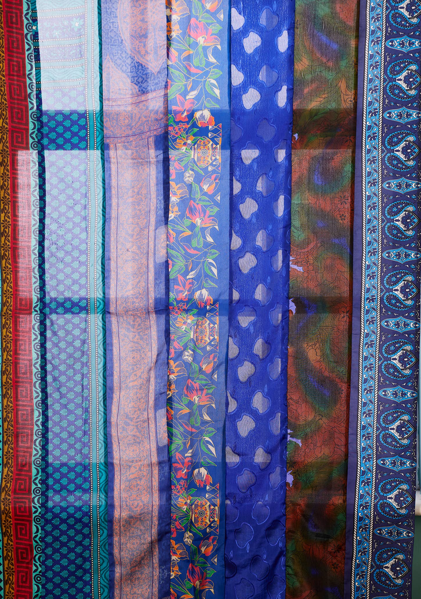 Recycled Sari Curtain Panel - Blue