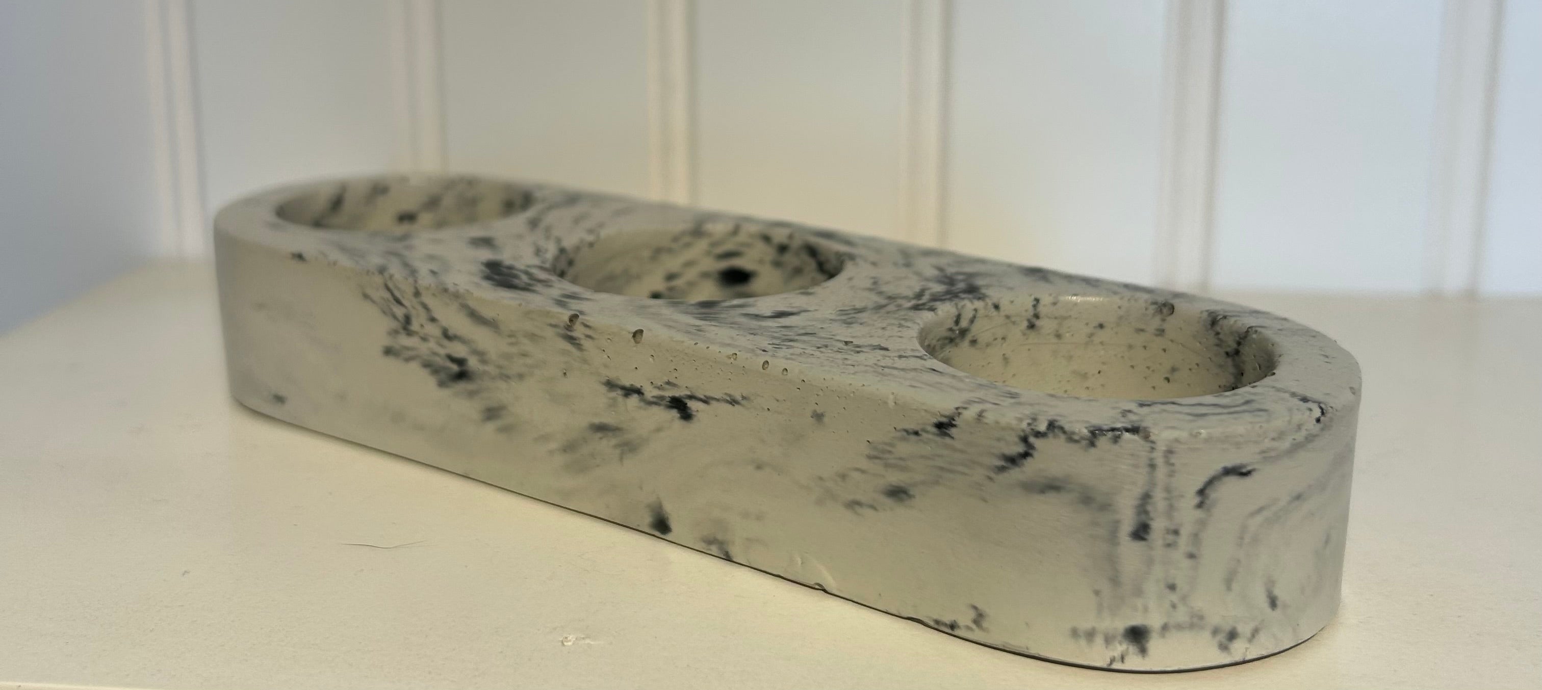 Concrete Trio Marble Tea Light-Marbel : ONE