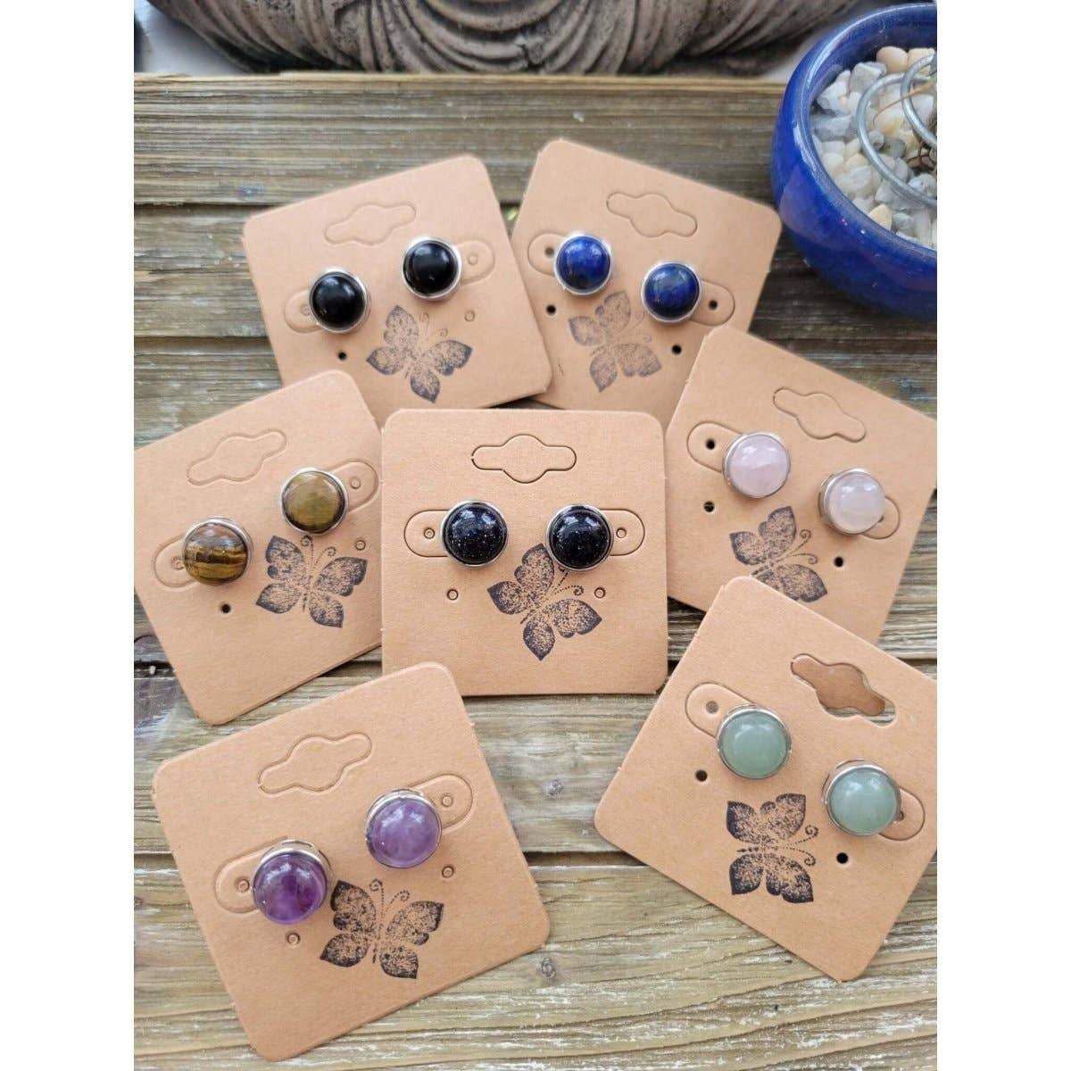 Stud Earrings, with Brass Findings, Half Round, Crystal Stud