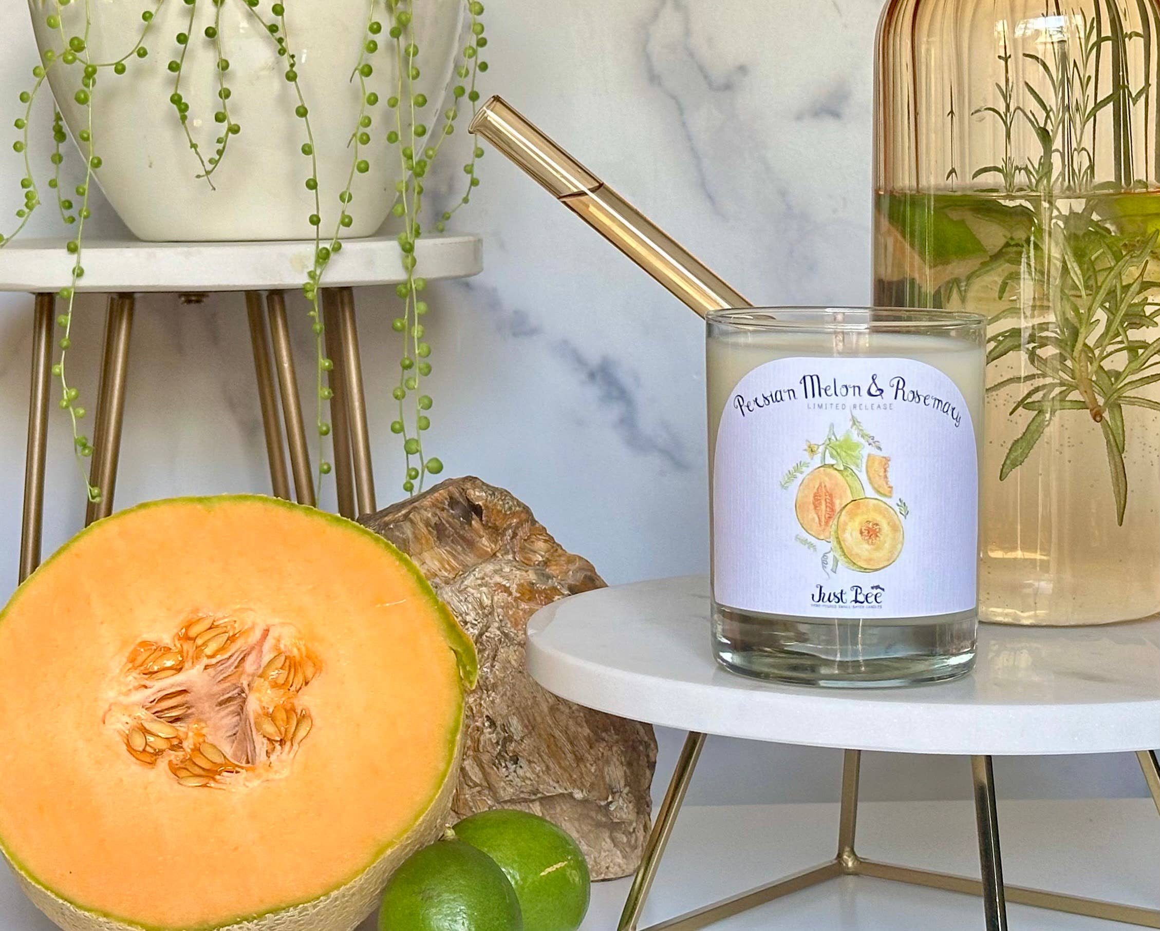 Persian Melon & Rosemary - Limited Release  Just Bee Candles