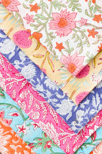 Floral Block Print Napkins, Set of 6
