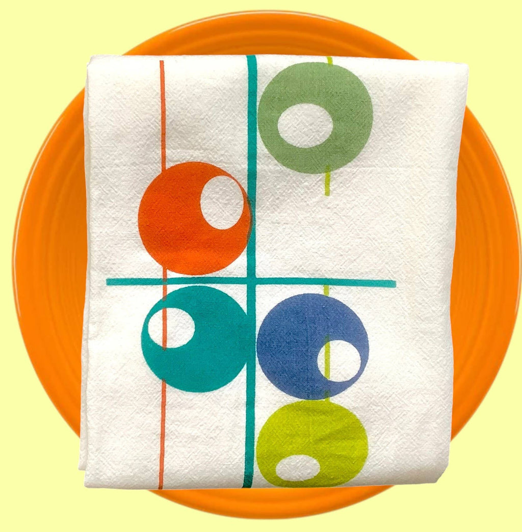Atomic Circles Mid-Century Flour Sack Tea Towel