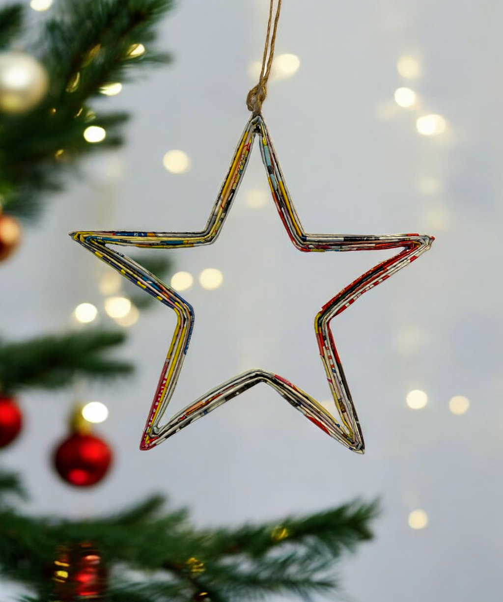 Hollow Star Christmas Ornament - Recycled Paper
