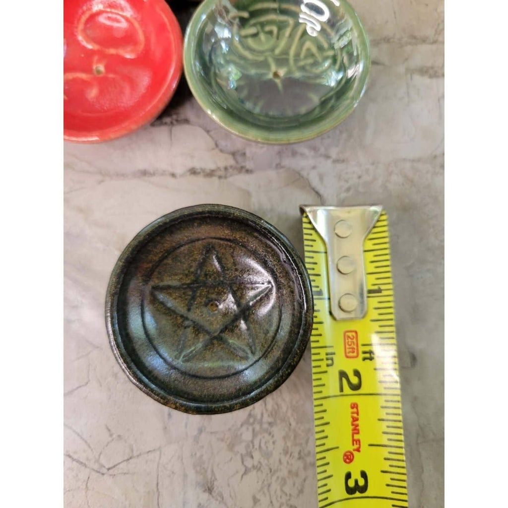 Handmade Ceramic Incense Burner Bowls Embossed Assorted