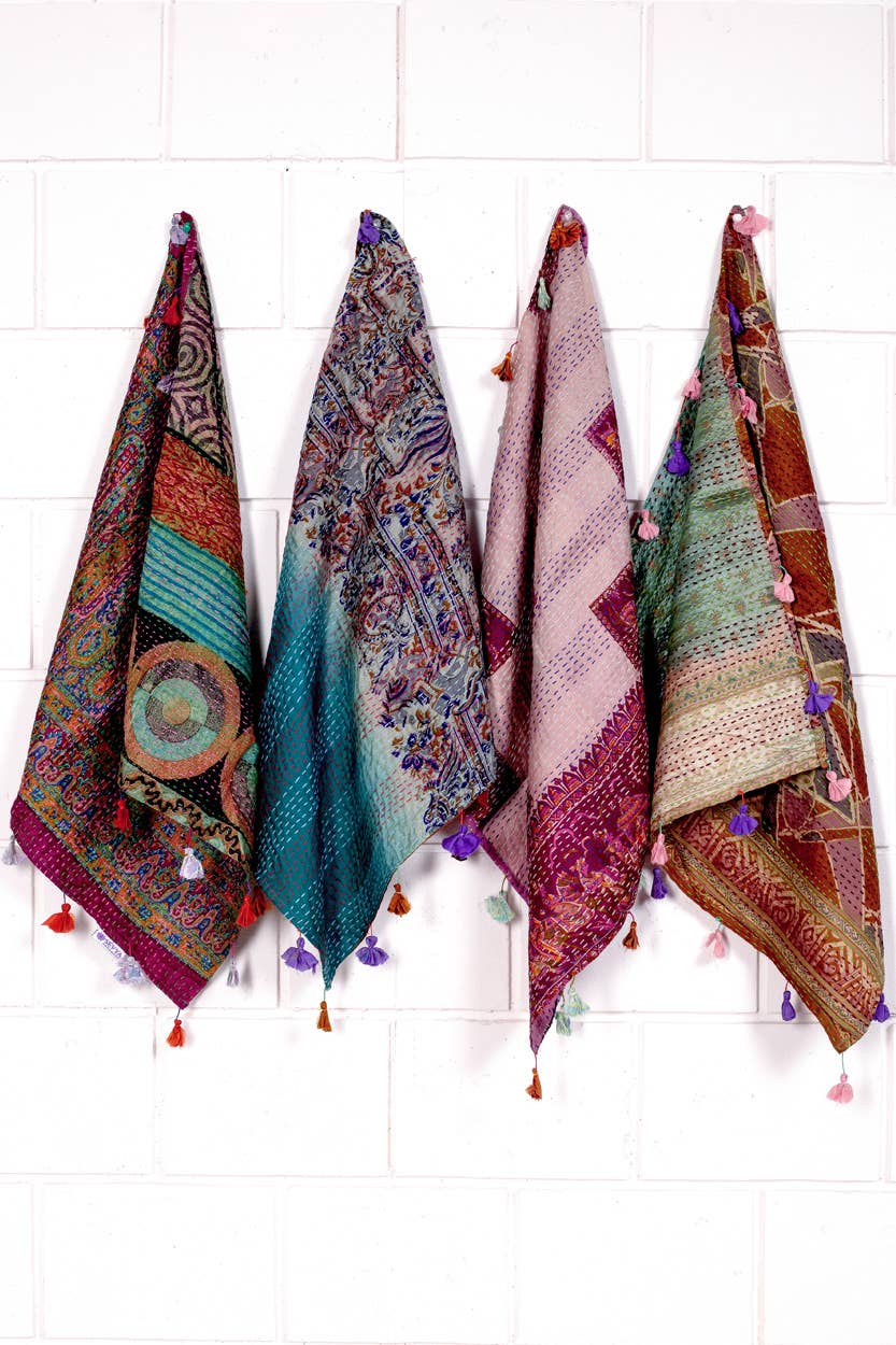 Silk Kantha Square Scarves