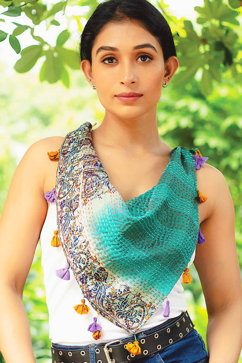 Silk Kantha Square Scarves