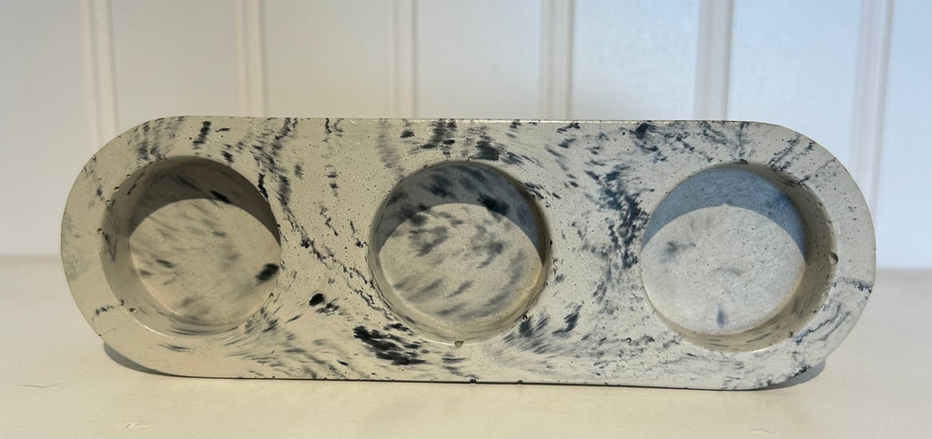 Concrete Trio Marble Tea Light-Marbel : ONE