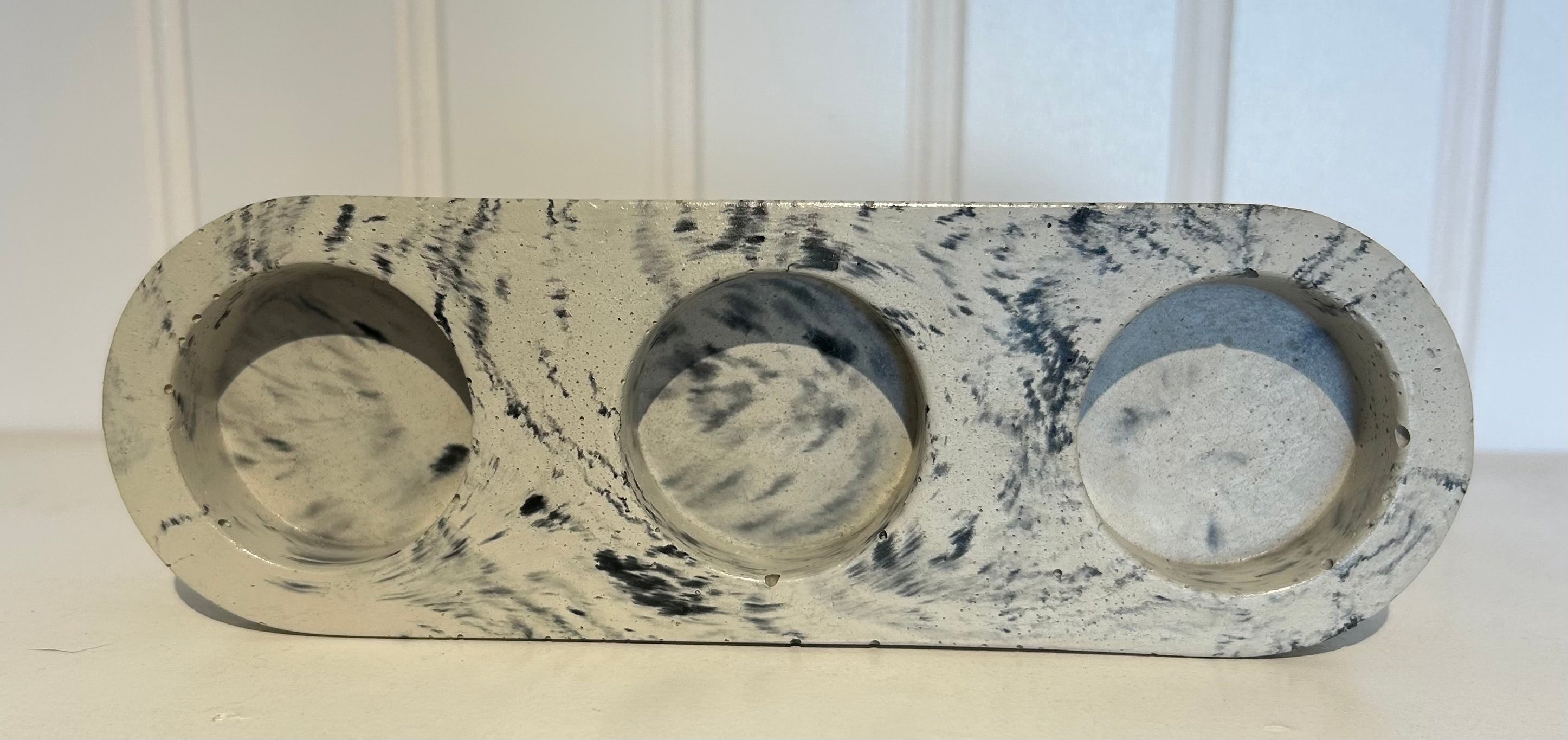 Concrete Trio Marble Tea Light-Marbel : ONE