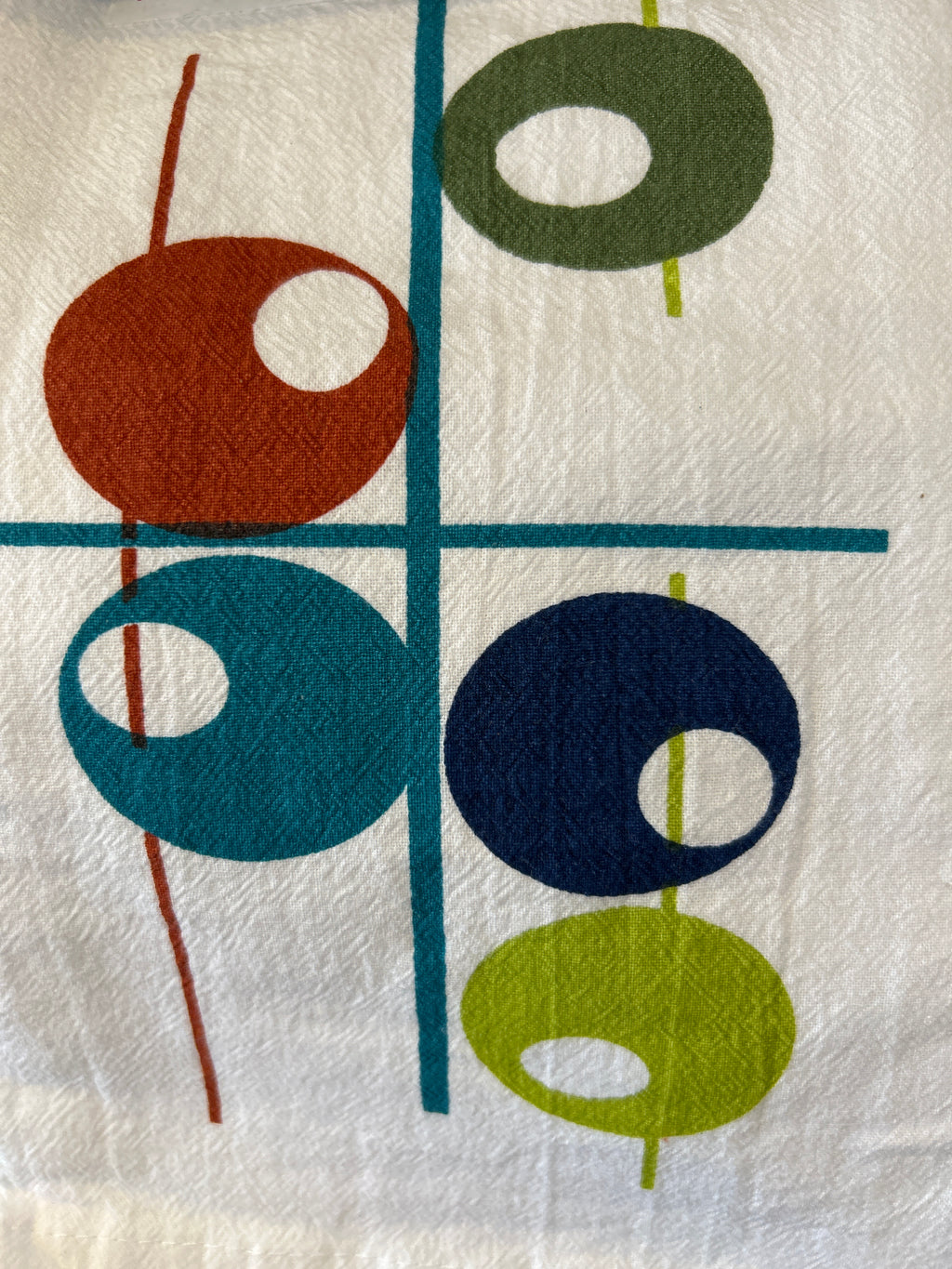 Atomic Circles Mid-Century Flour Sack Tea Towel
