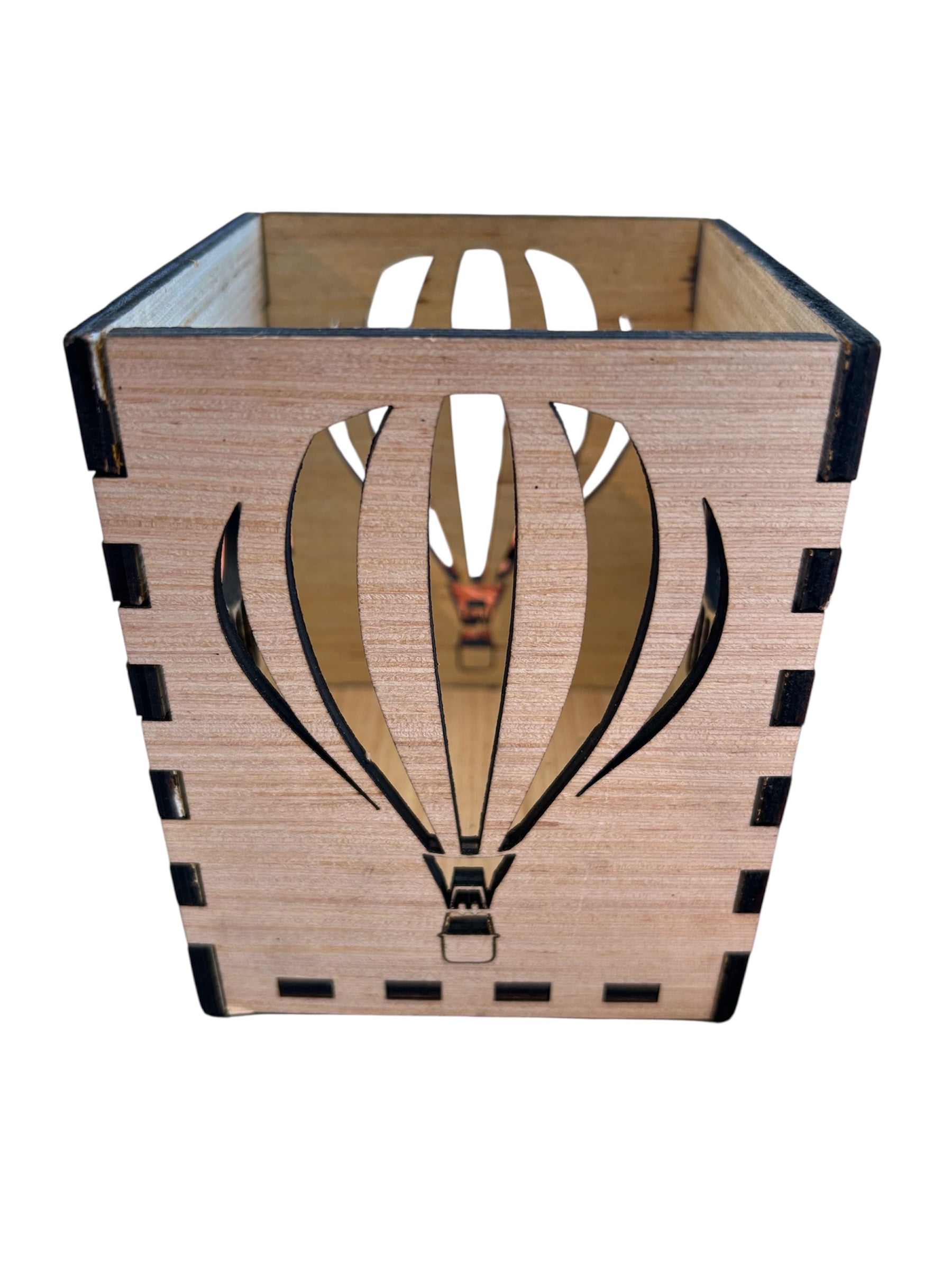 Laser cut wood lantern. Made by Albuquerque’s own Fantastical Engravings