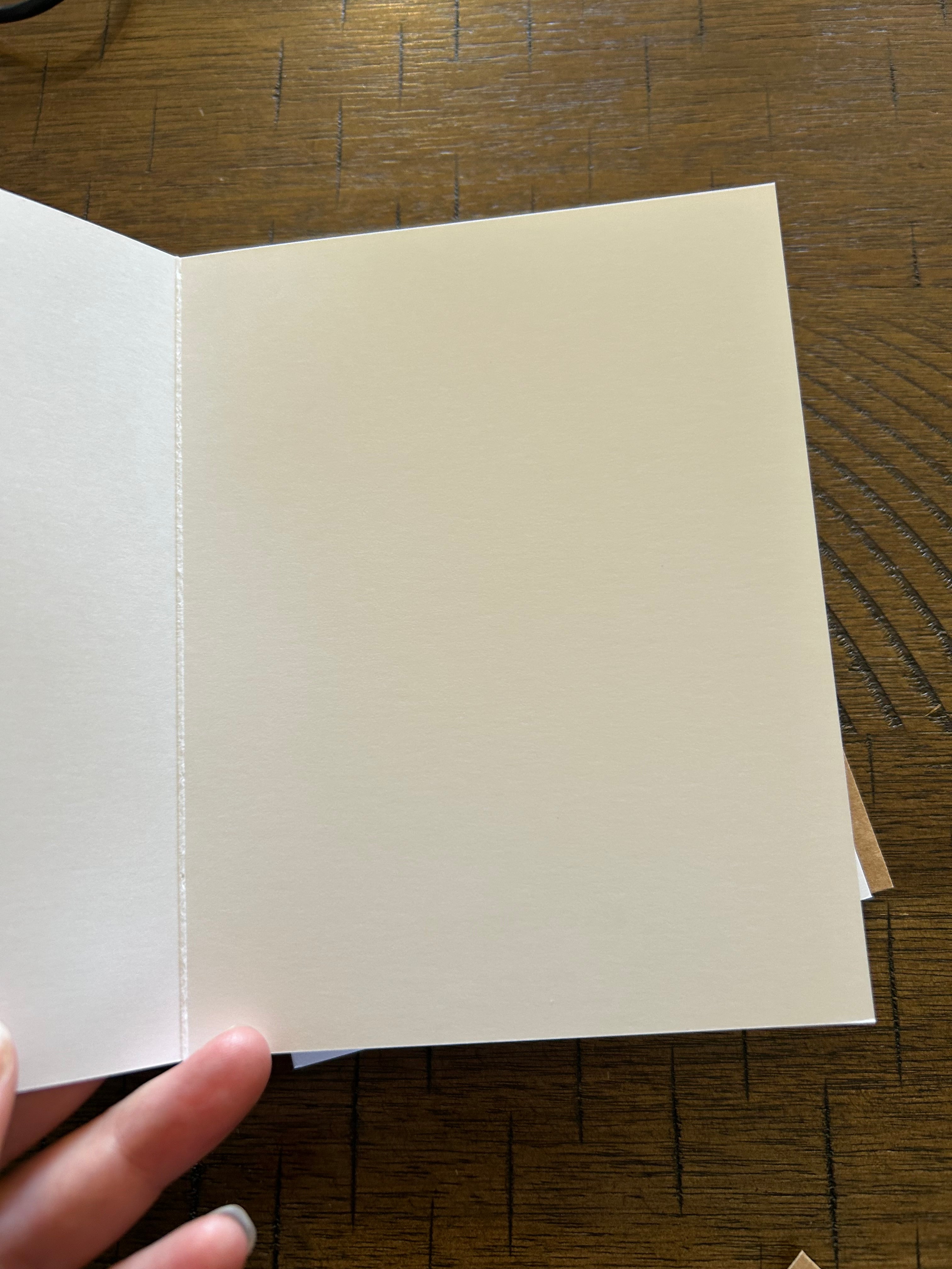 Greeting card with a blank white interior