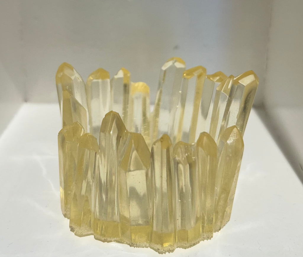 Crystal Quartz look Edge Tea Light Holder-Resin :2.5 D 2.25 H