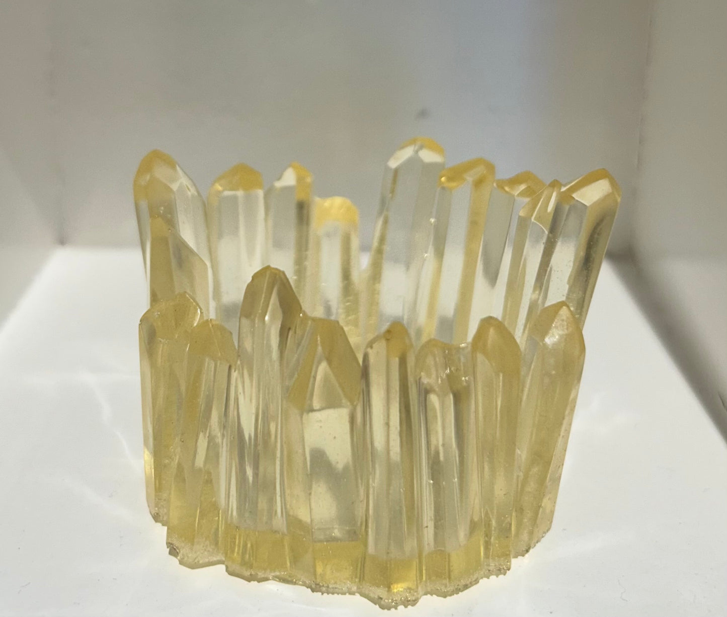 Crystal Quartz look Edge Tea Light Holder-Resin :2.5 D 2.25 H