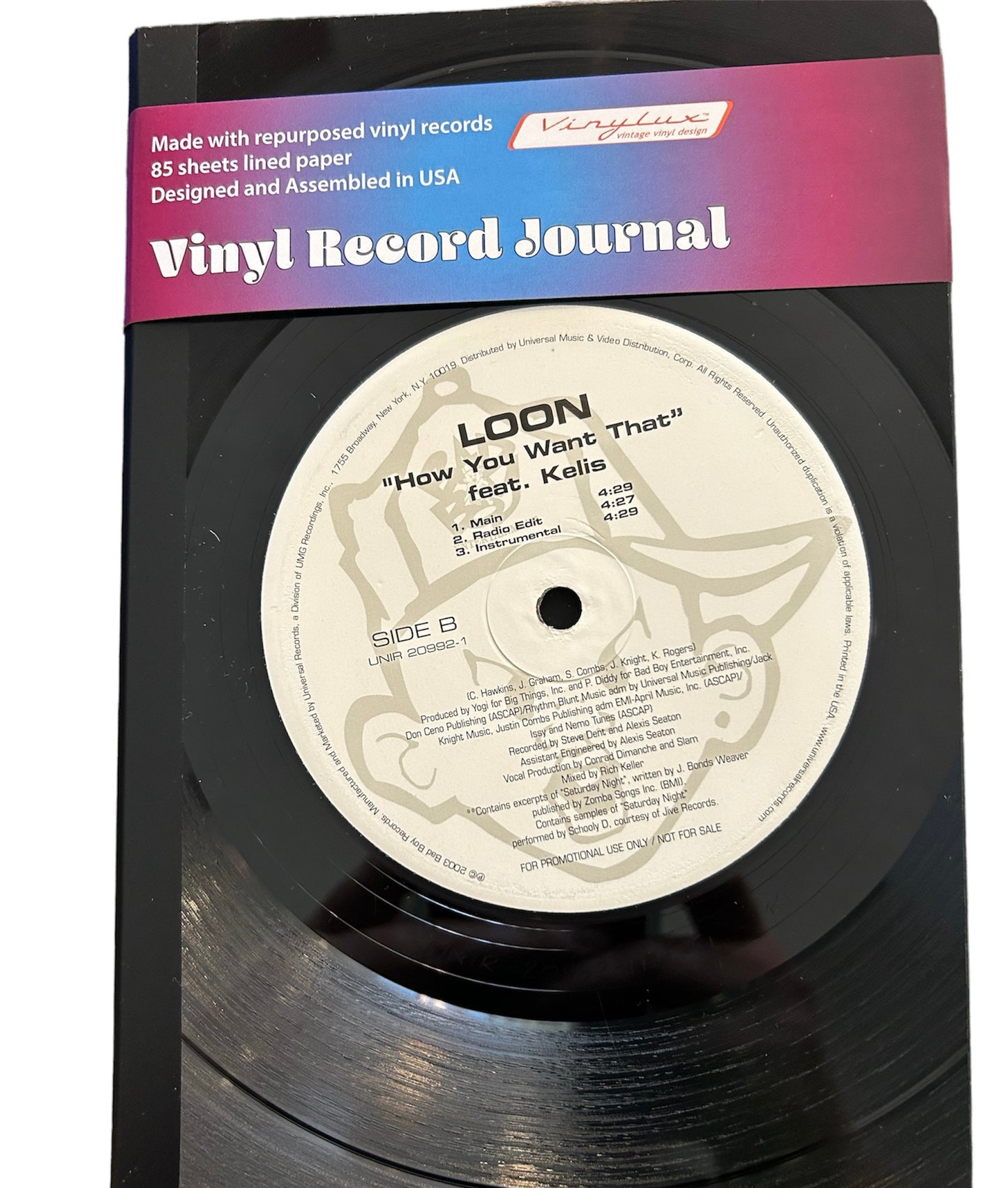 Large LP Vinyl Record Journal