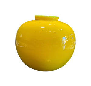 Jade Ring Glossy Porcelain Vase: Yellow