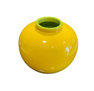 Jade Ring Glossy Porcelain Vase: Yellow