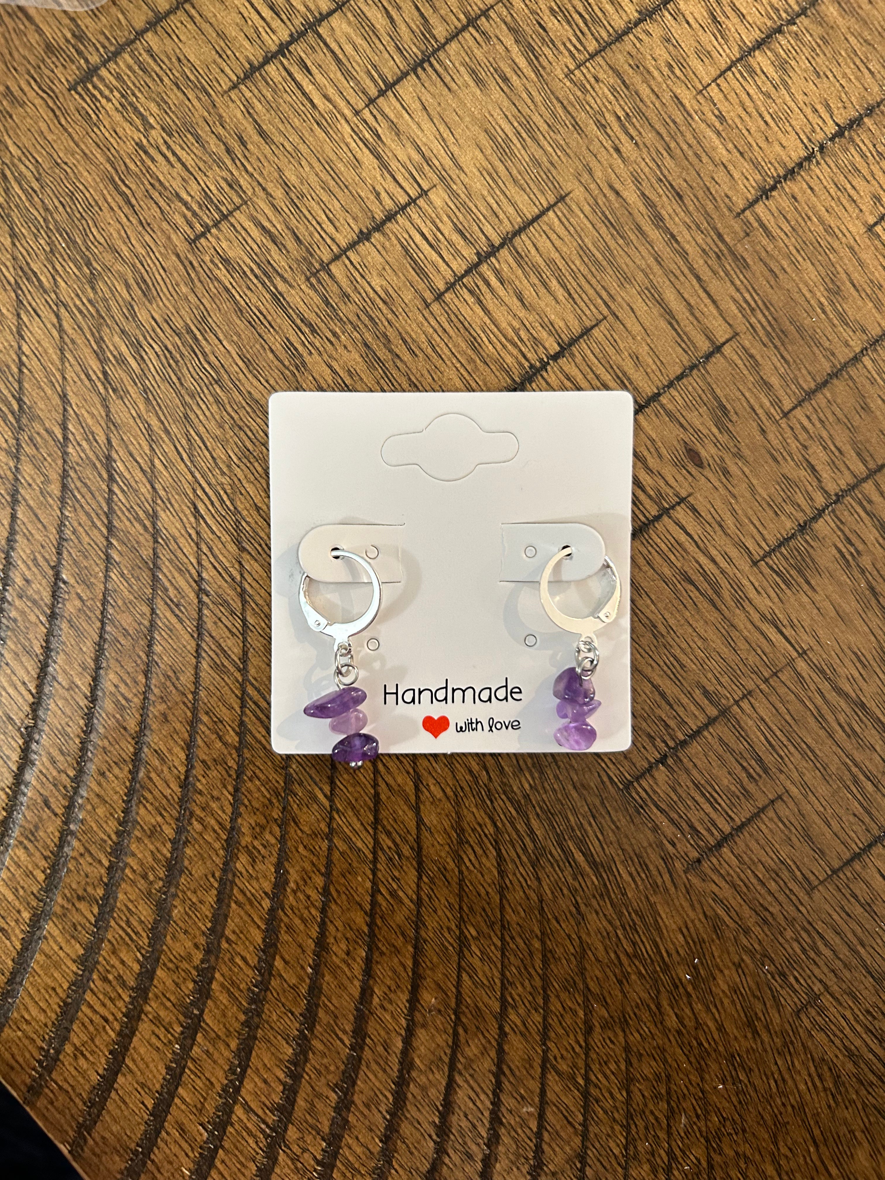 Small Crystal Earrings ,Stacked Stone Drop Earrings