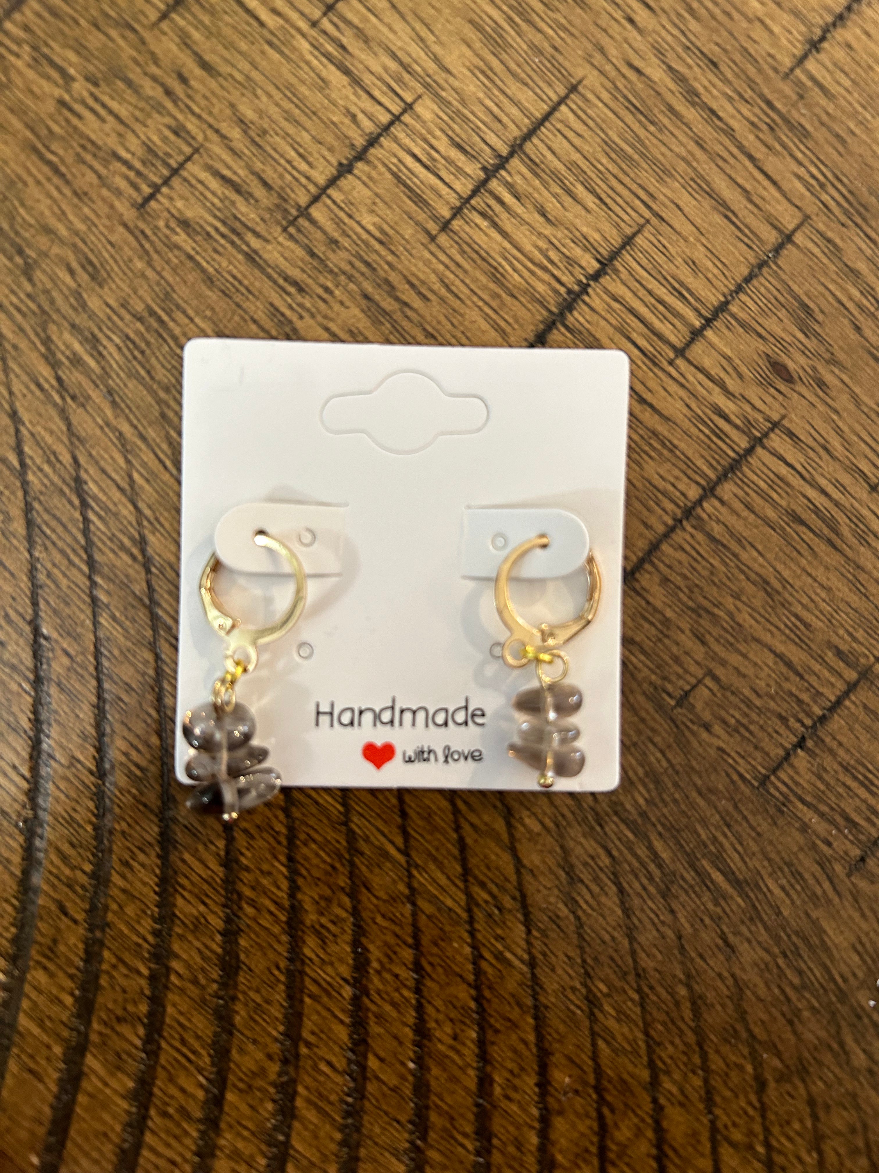 Small Crystal Earrings ,Stacked Stone Drop Earrings