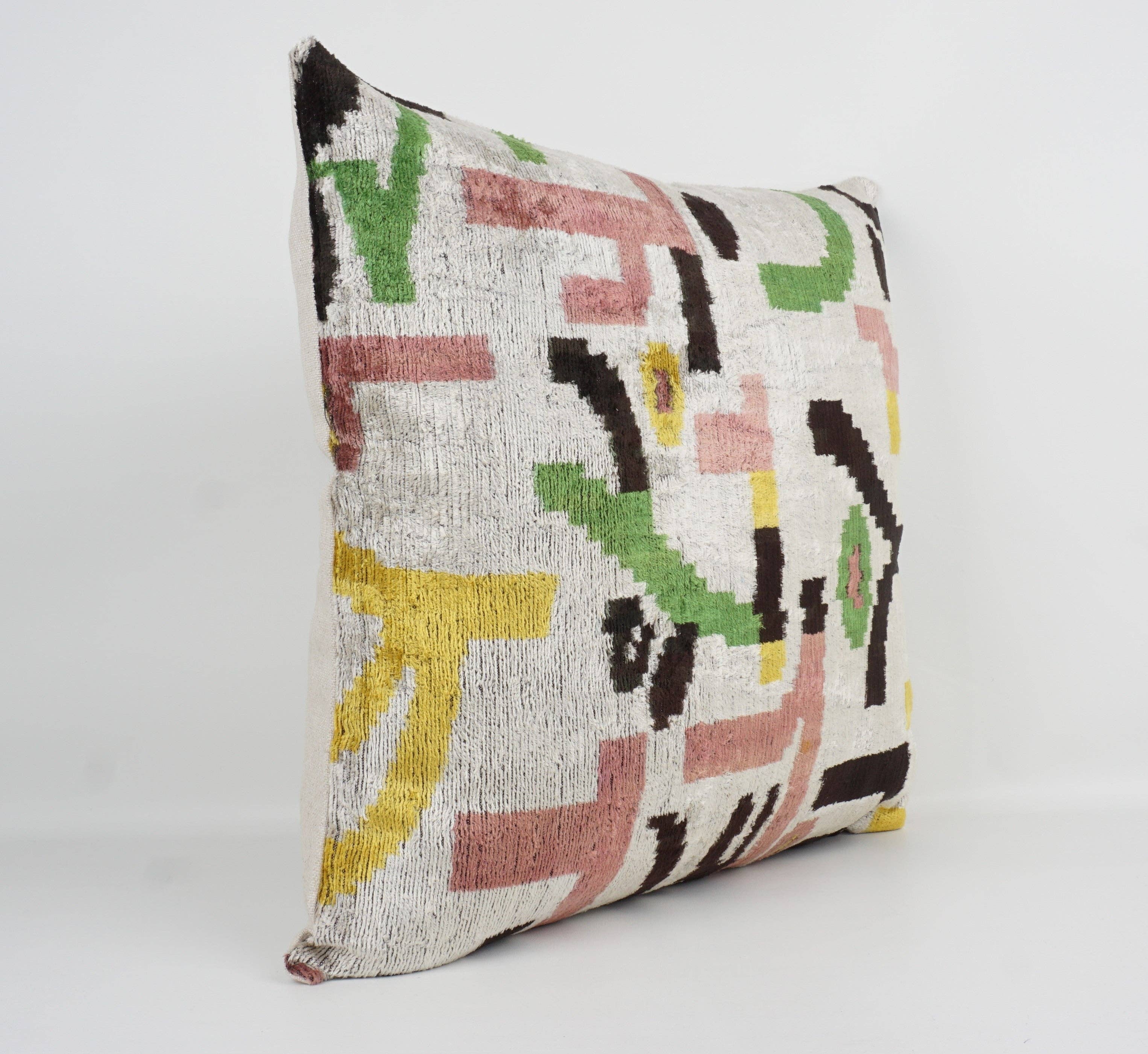 HANDMADE- IKAT SILK/VELVET PILLOWCASE 20"x20"