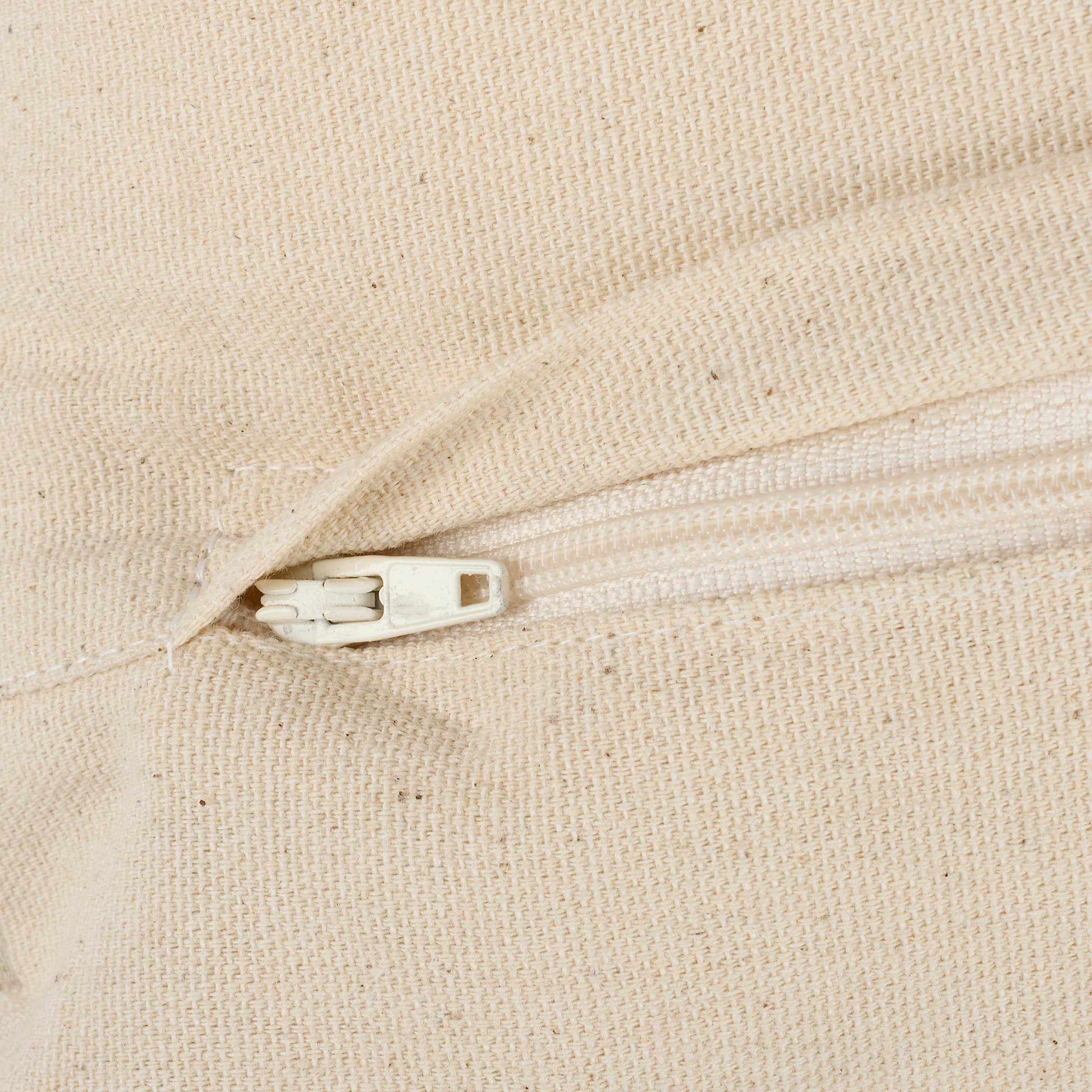 Close-up of a beige fabric with a zipper