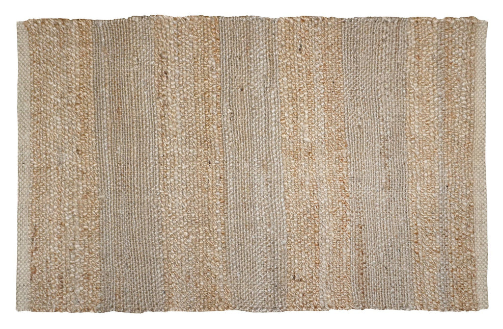 Textured woven rug with natural fiber pattern on a white background made of hemp.