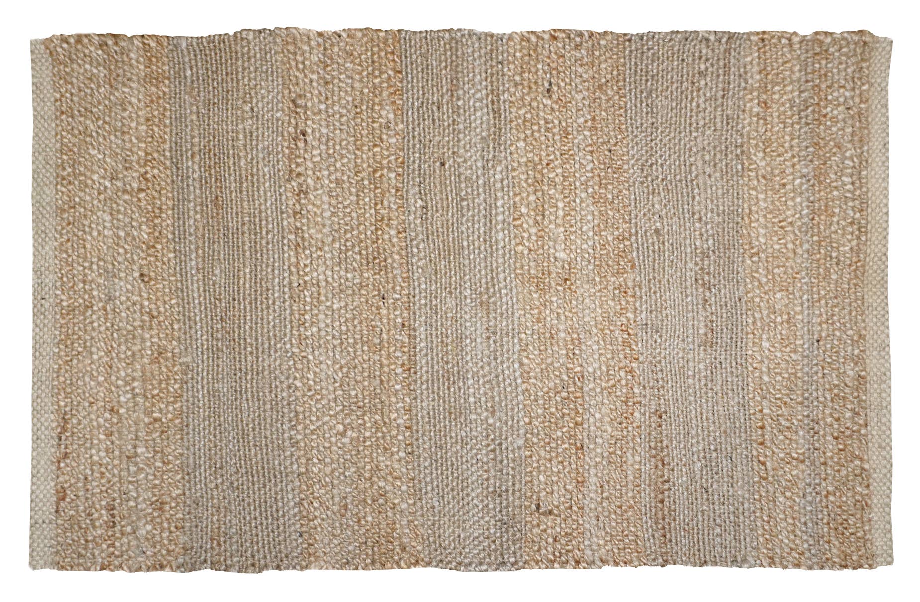 Textured woven rug with natural fiber pattern on a white background made of hemp.