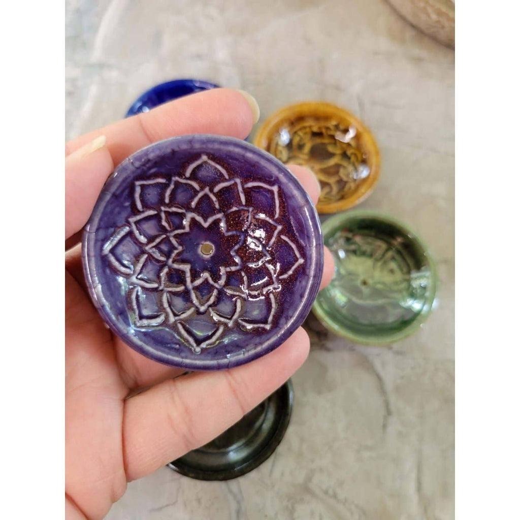 Handmade Ceramic Incense Burner Bowls Embossed Assorted