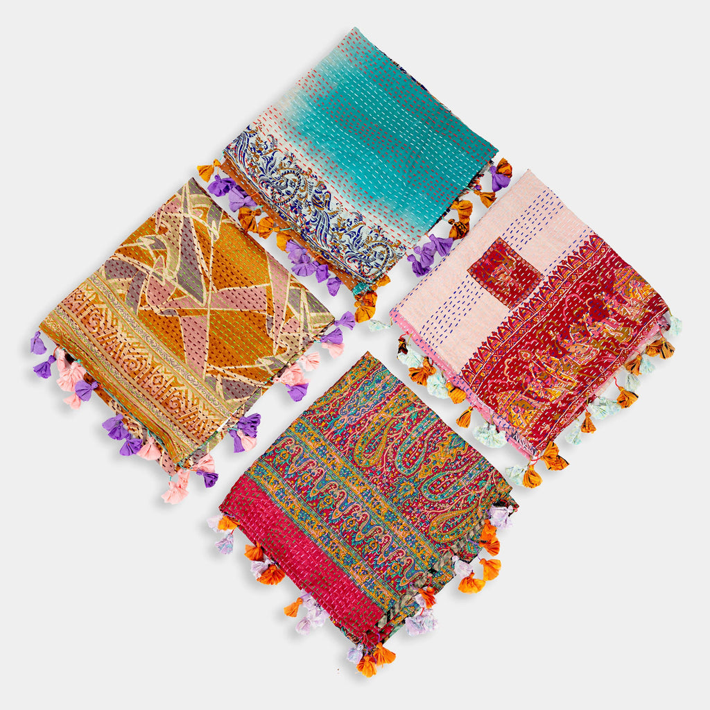 Silk Kantha Square Scarves