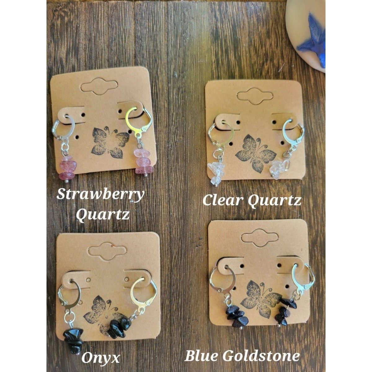 Small Crystal Earrings ,Stacked Stone Drop Earrings