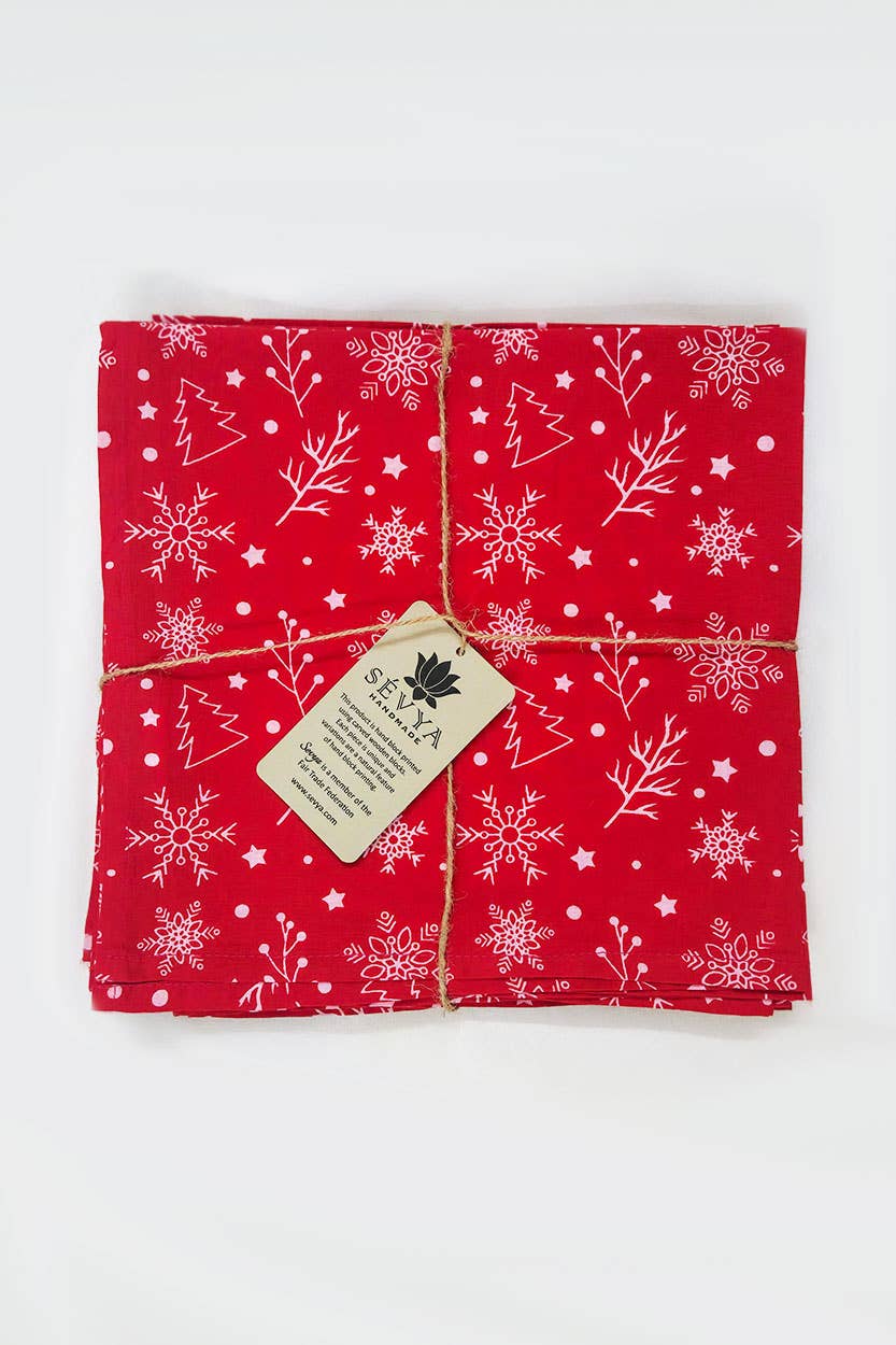 Red Holiday Napkins, Set of 6