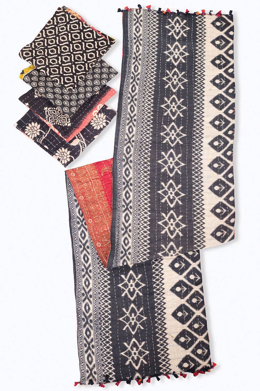 Black Kantha Table Runner