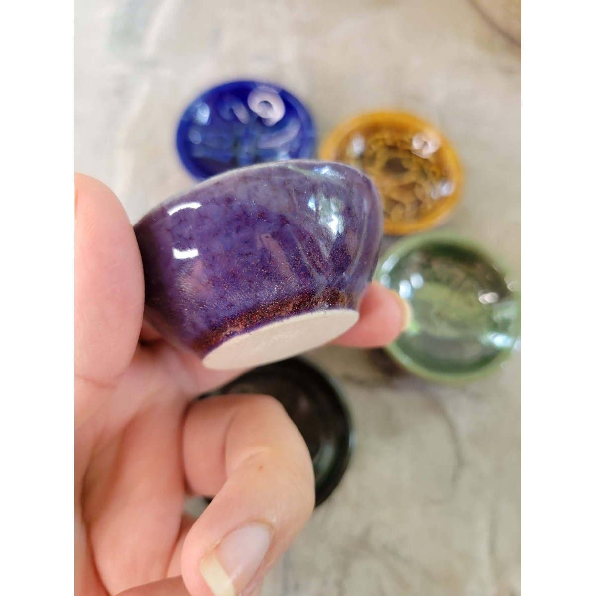 Handmade Ceramic Incense Burner Bowls Embossed Assorted